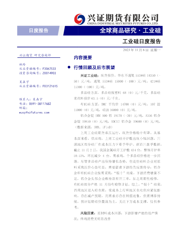 工业硅日度报告