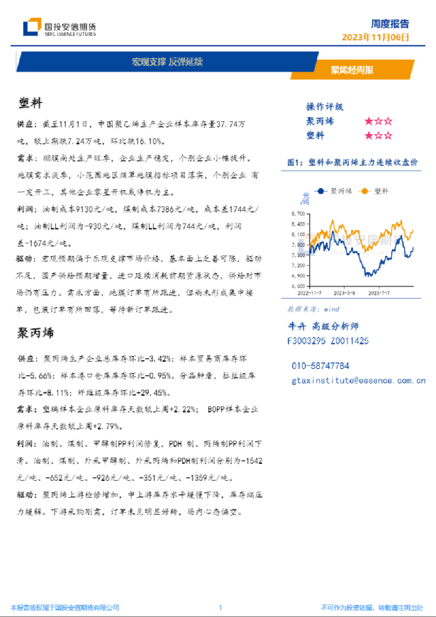 聚烯烃周报：宏观支撑，反弹延续