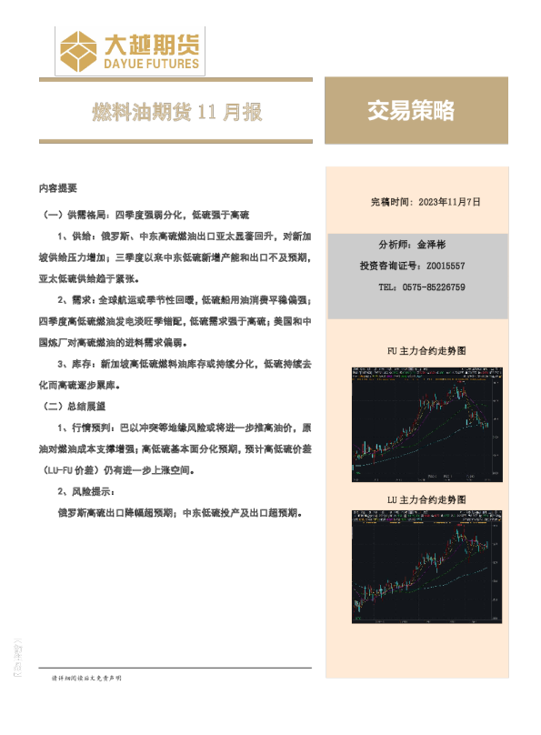 燃料油期货11月报