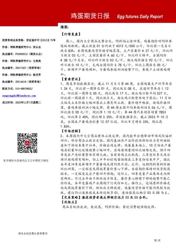 鸡蛋期货日报