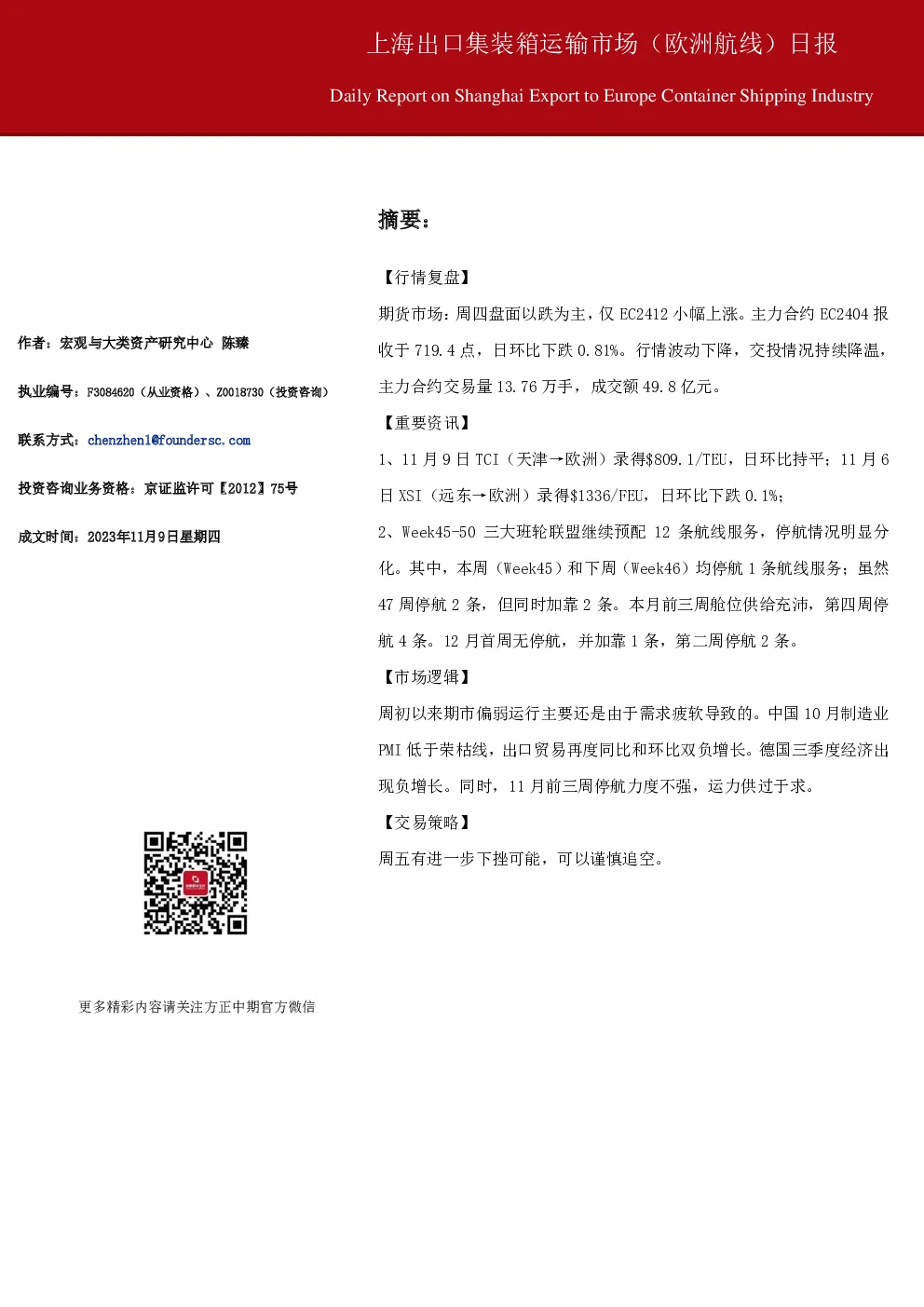 上海出口集装箱运输市场（欧洲航线）日报