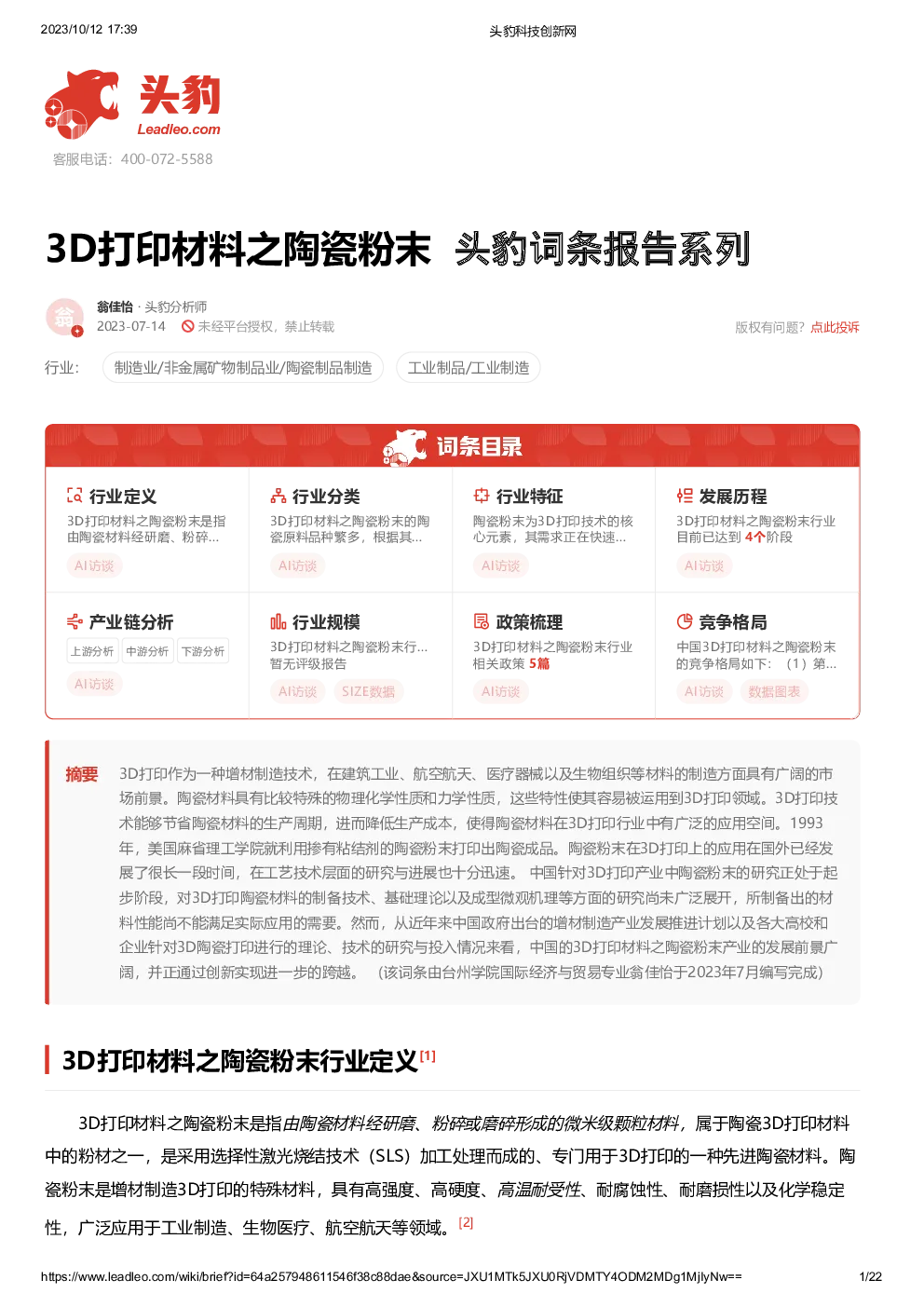 报告封面