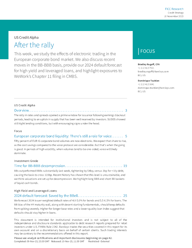 美国信贷阿尔法 ： 反弹之后