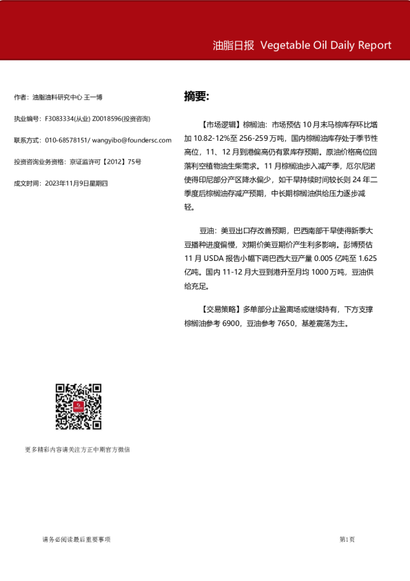 油脂日报
