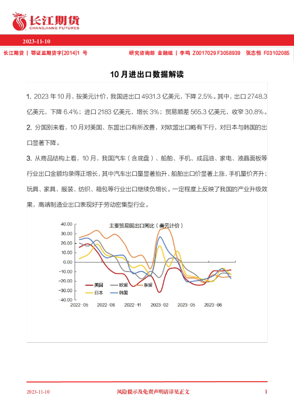 10月进出口数据解读