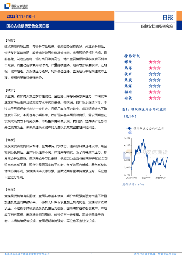 国投安信期货黑色金属日报