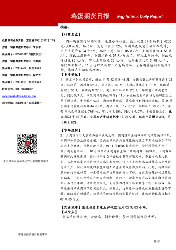 鸡蛋期货日报