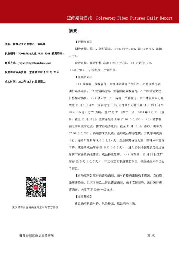 短纤期货日报