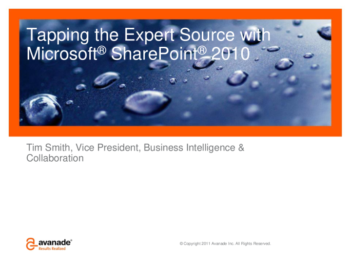 利用 Microsoft ® SharePoint ® 2010 挖掘专家源代码
