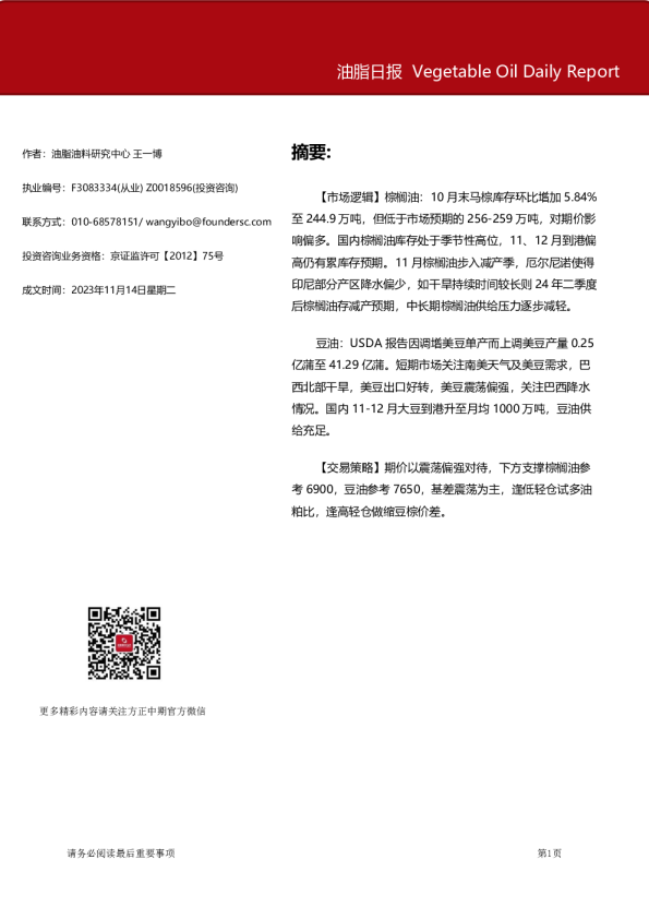 油脂日报