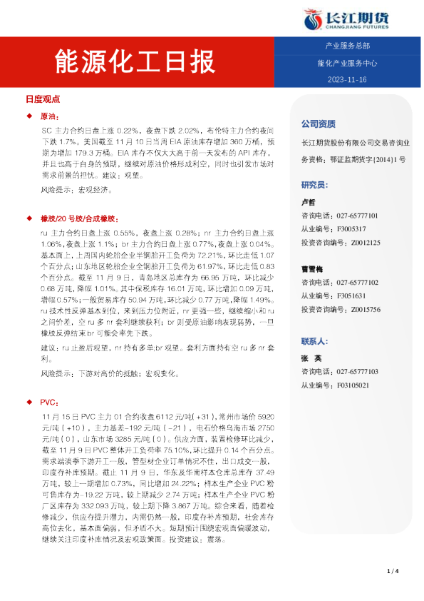 能源化工日报