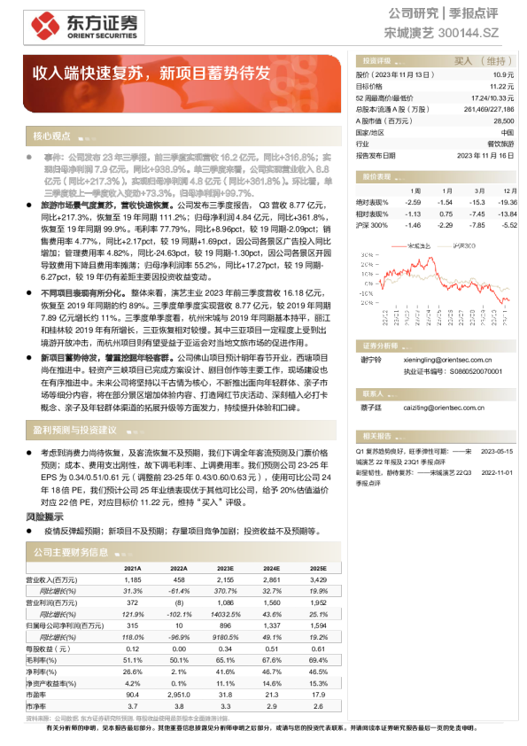 收入端快速复苏，新项目蓄势待发