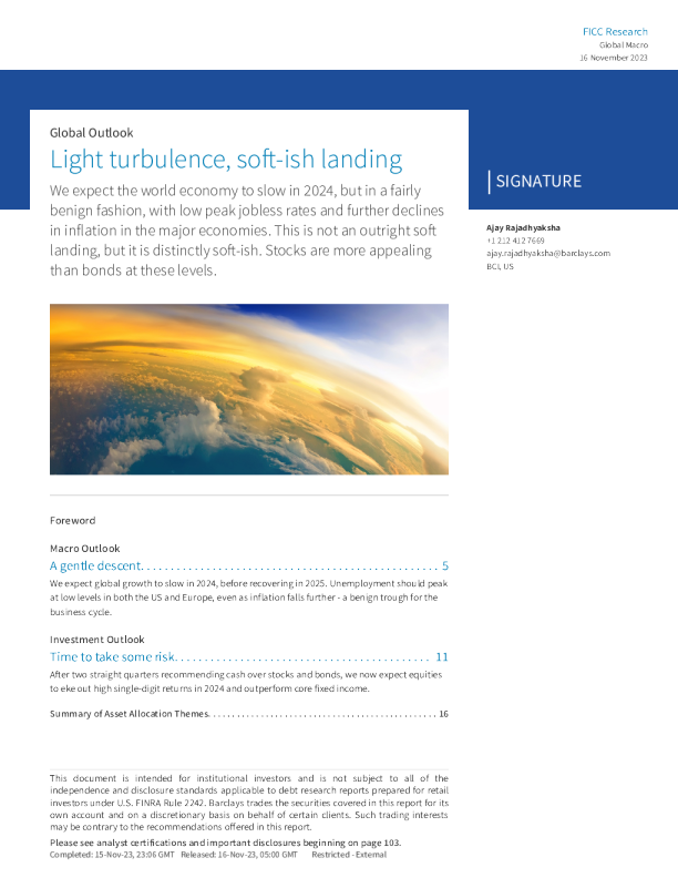 全球展望 ： 轻度动荡 ， 软着陆