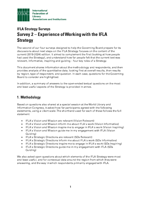 IFLA 战略脉搏调查 - 结果 , 调查 2