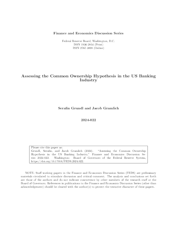 美国银行业共同所有制假说的评估
