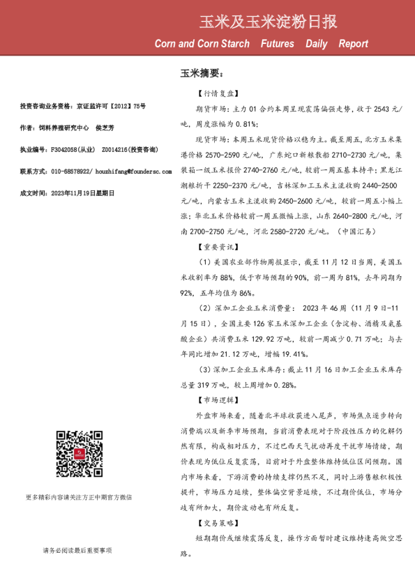 玉米及玉米淀粉日报