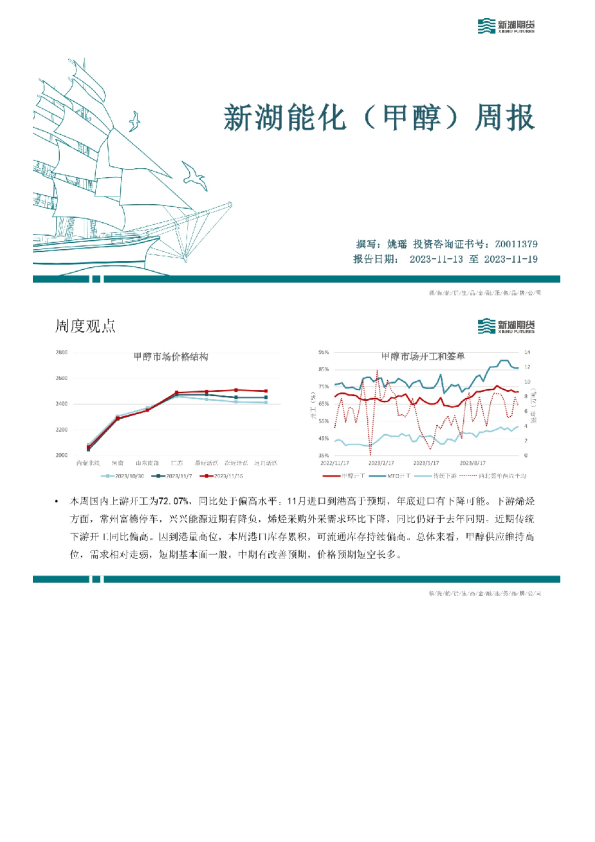 新湖能化（甲醇）周报