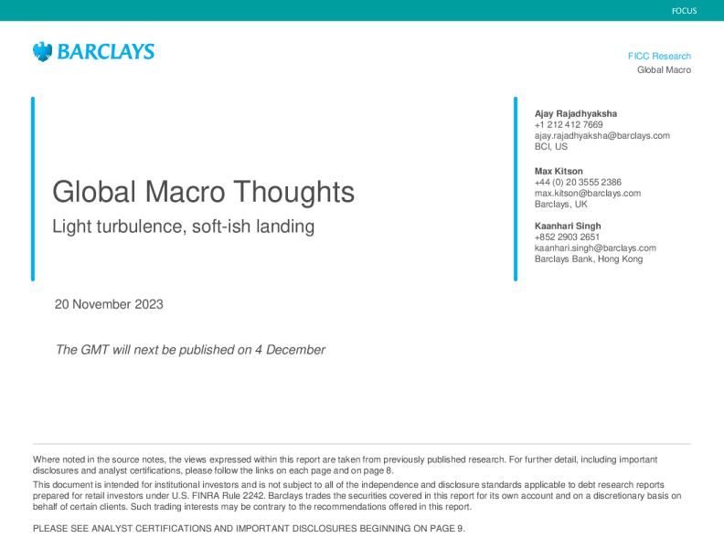 全球宏观思路 ： 轻度动荡 ， 软着陆