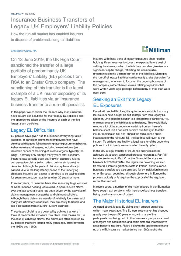 英国传统雇主责任保单的保险业务转移