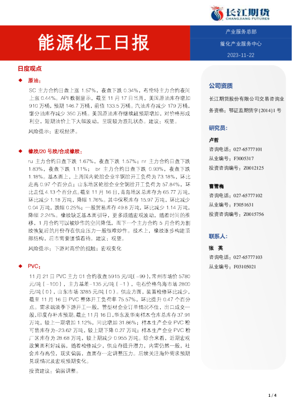 能源化工日报