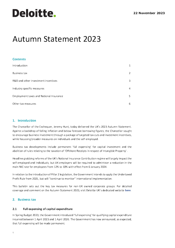 2023年度英国秋季财政预算案