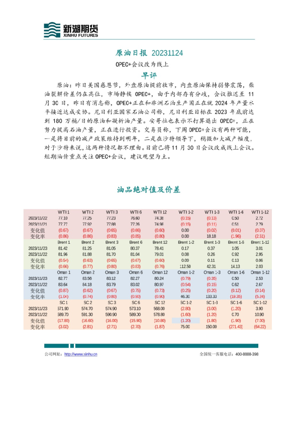 原油日报： OPEC+会议改为线上