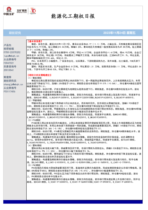 能源化工期权日报