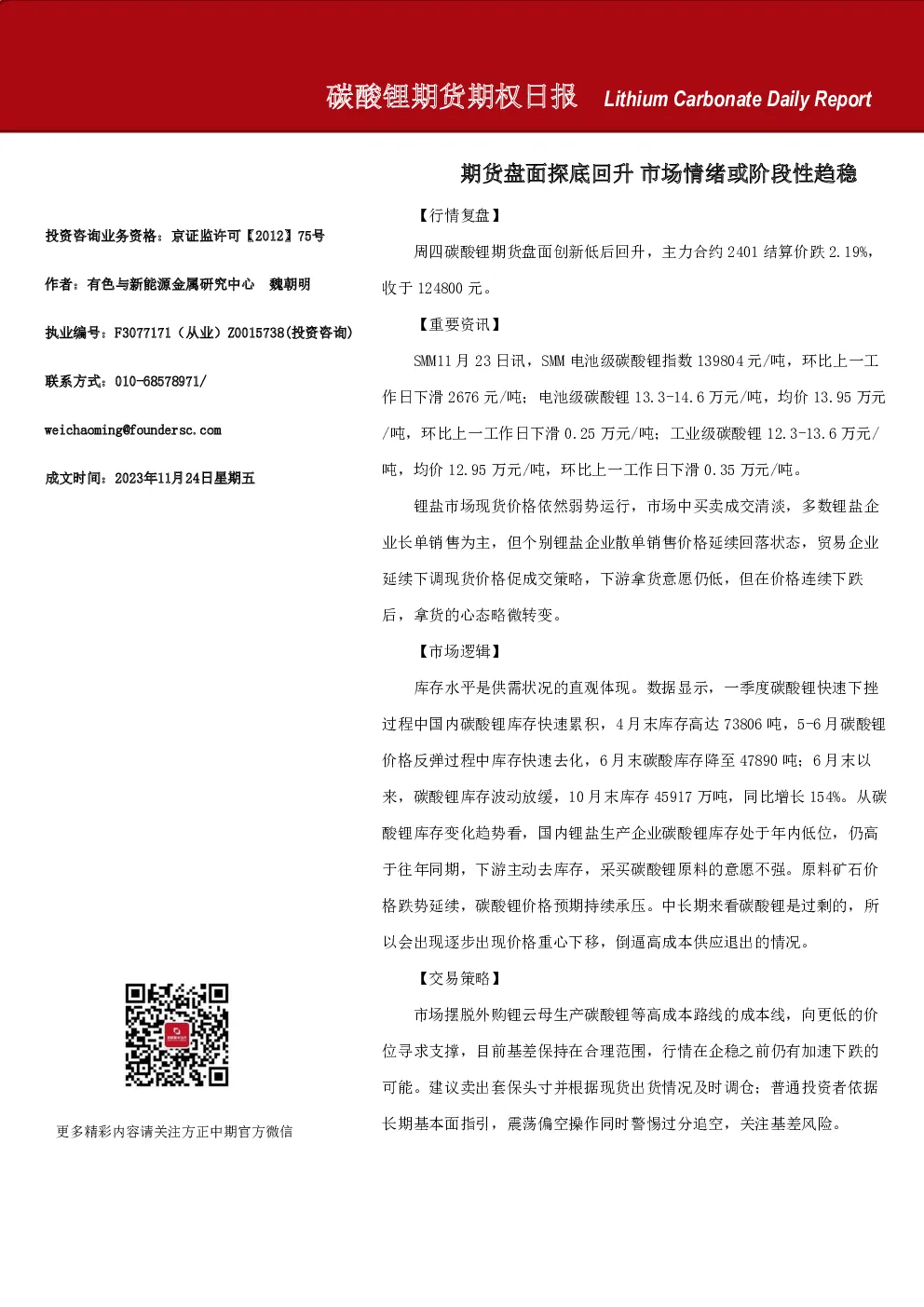碳酸锂期货期权日报