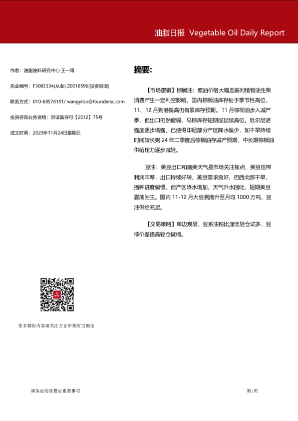 油脂日报