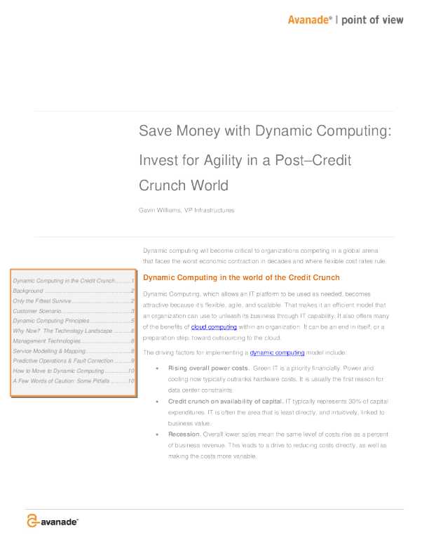 通过动态计算节省资金 ： 在信贷紧缩后的世界中投资敏捷性