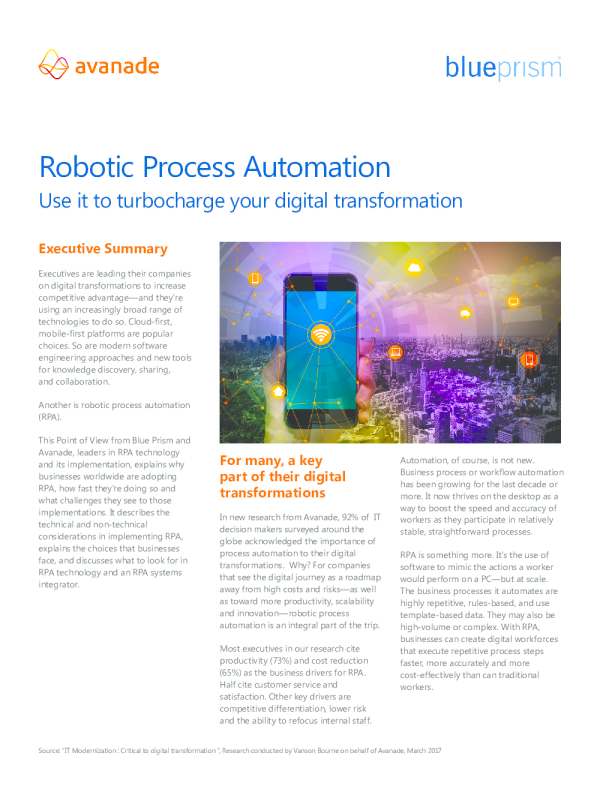 机器人过程自动化 ： 使用它来加速您的数字化转型