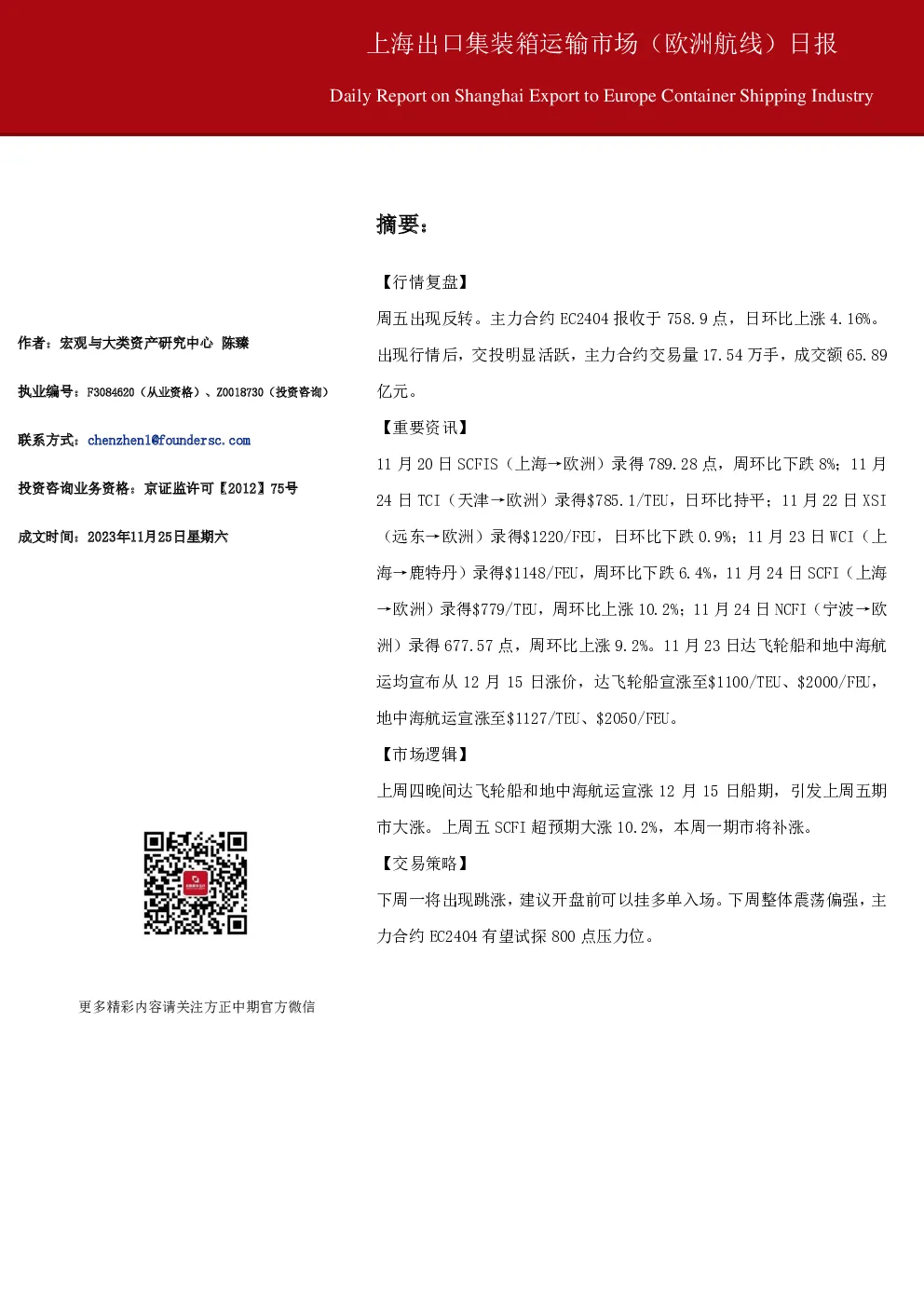 上海出口集装箱运输市场（欧洲航线）日报