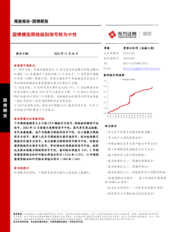 国债模型周线级别信号转为中性