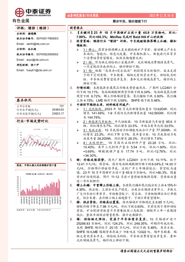 需求平淡，锂价继续下行