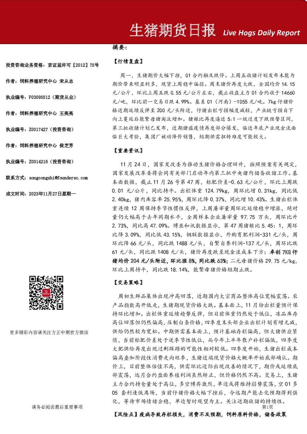生猪期货日报