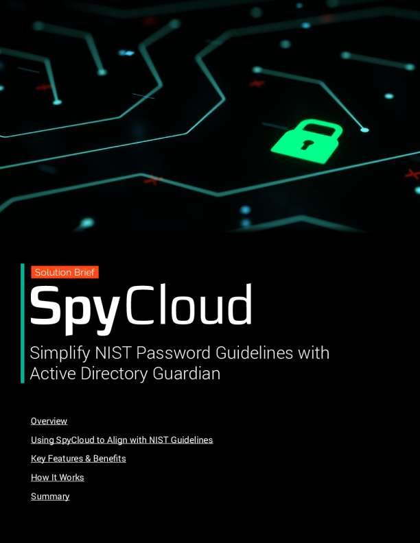 使用 SpyCloud Active Directory Guardian 简化 NIST 密码指南