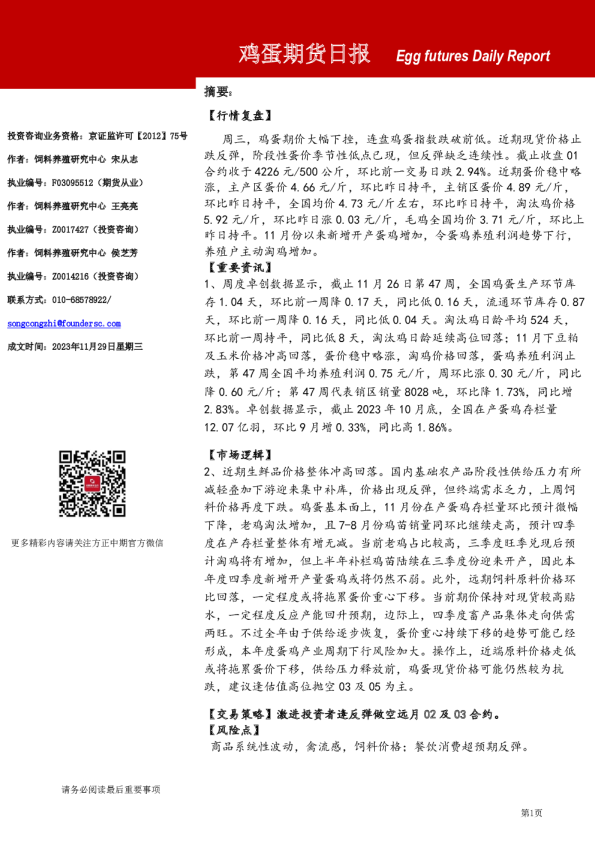 鸡蛋期货日报
