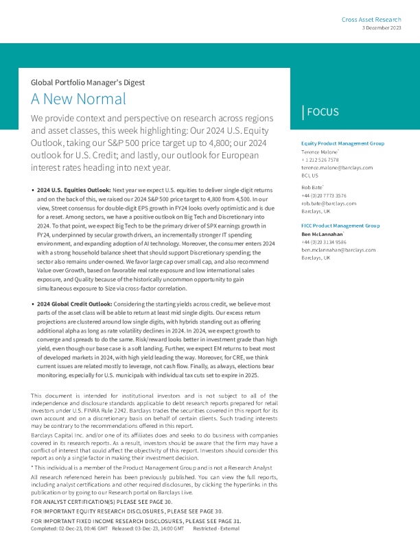 全球投资组合经理文摘 ： 新常态