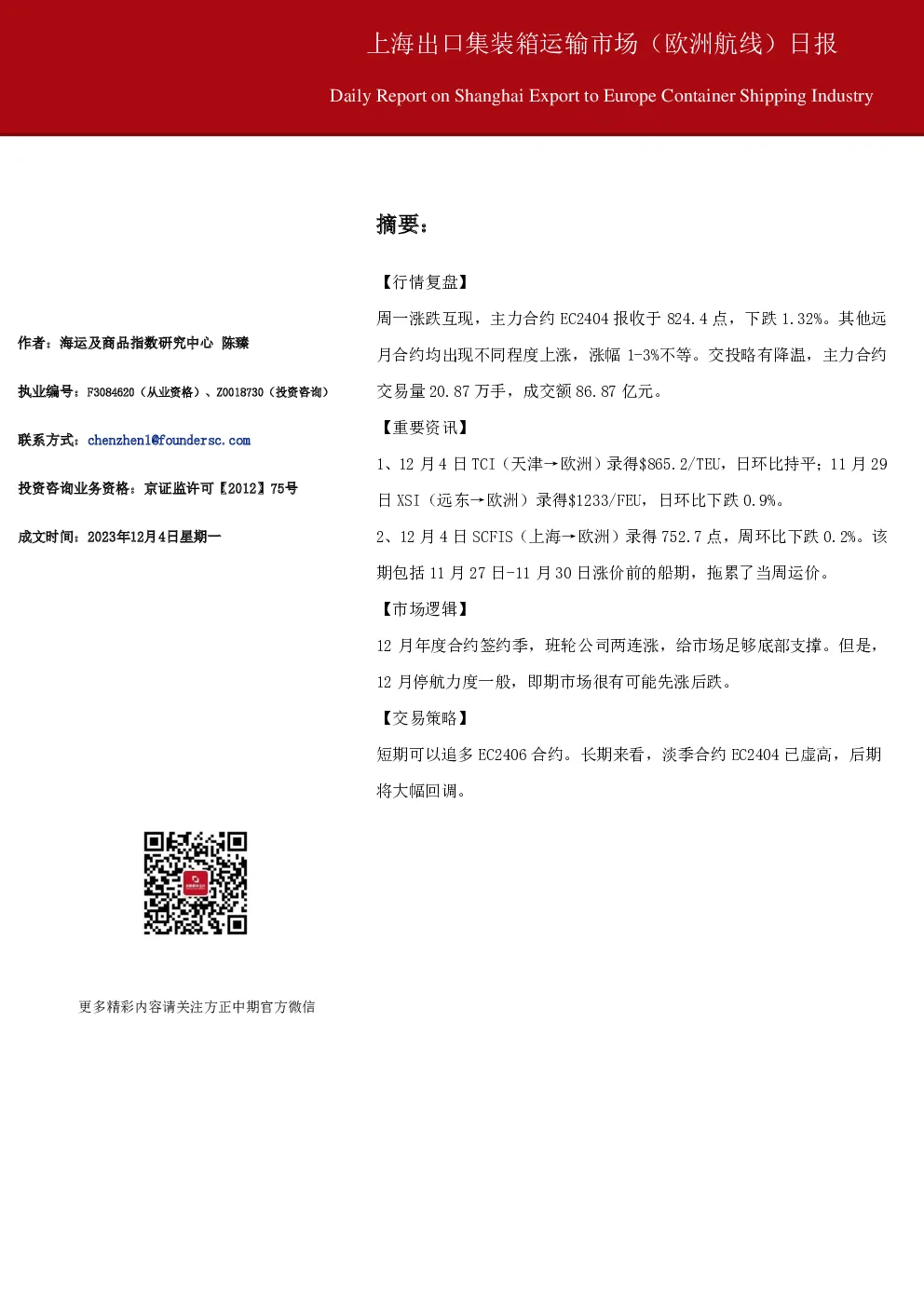 上海出口集装箱运输市场（欧洲航线）日报