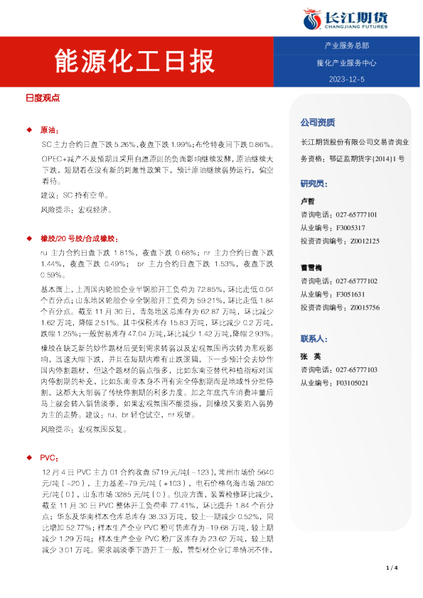 能源化工日报