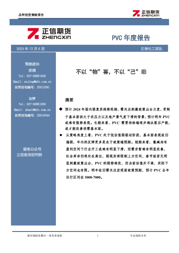 PVC年度报告：不以“物”喜，不以“己”悲