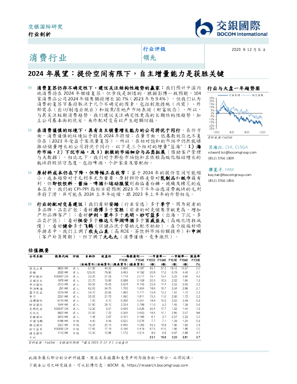 2024年展望：提价空间有限下，自主增量能力是获胜关键