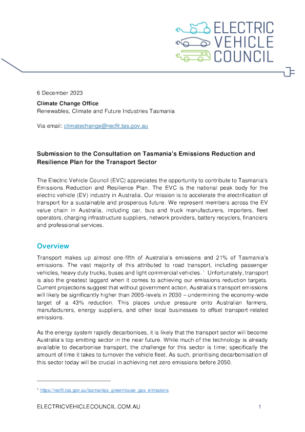EVC向TAS提交减排和恢复计划