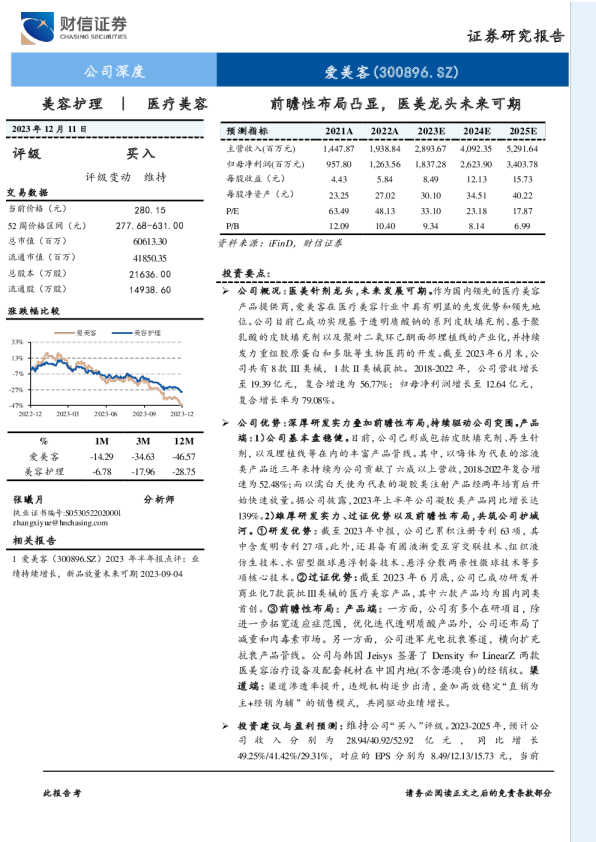 前瞻性布局凸显，医美龙头未来可期