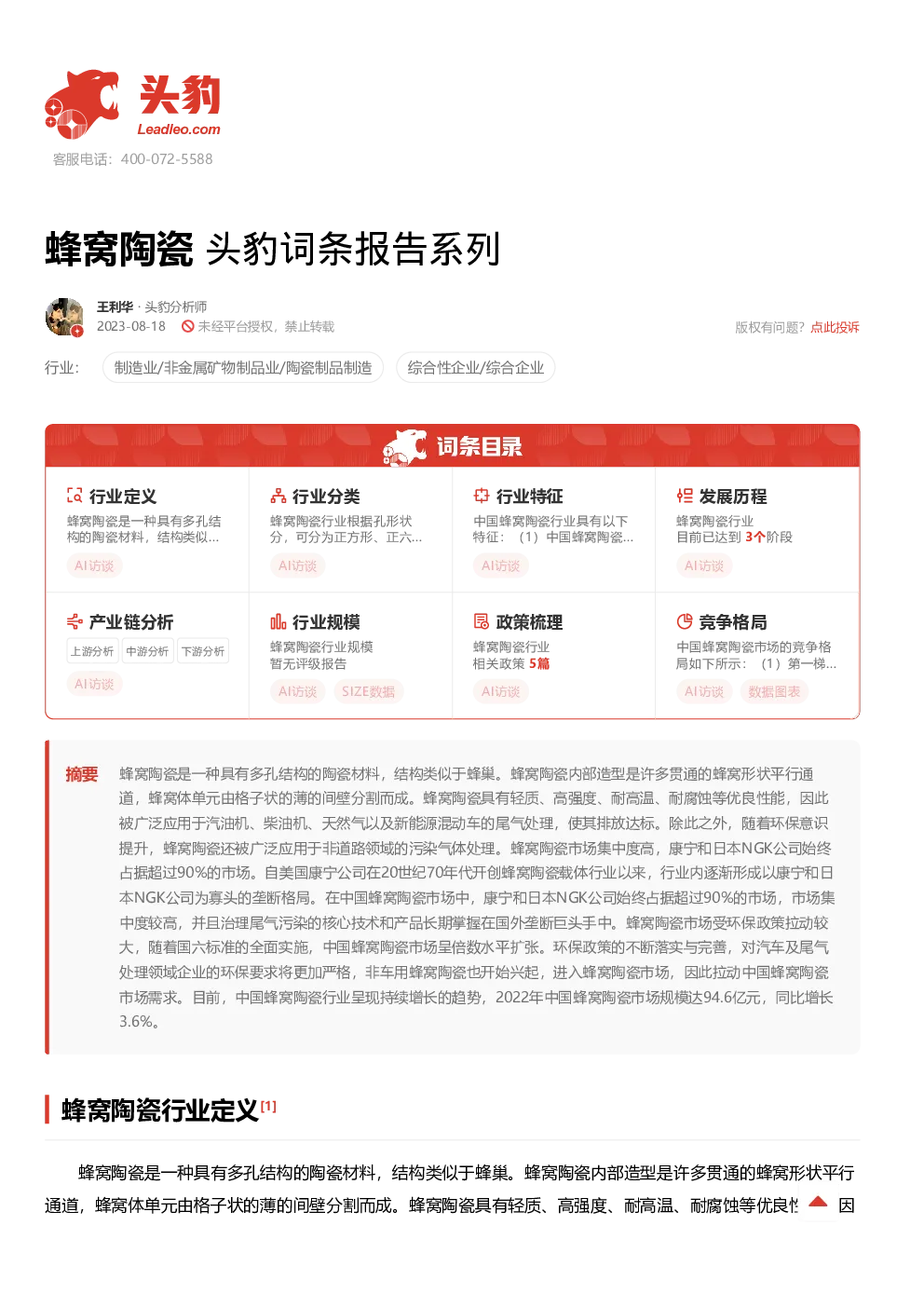 报告封面