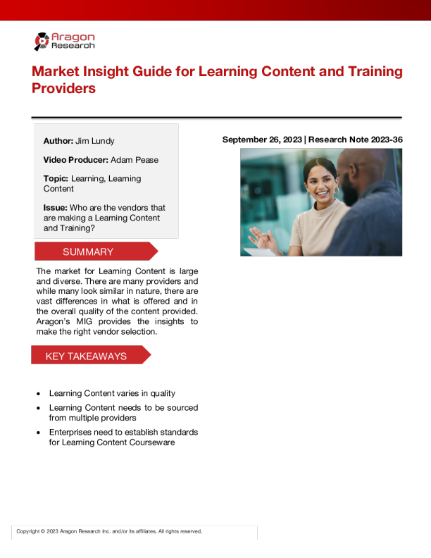ARAGON 研究 ： 学习内容和培训提供者的市场洞察力