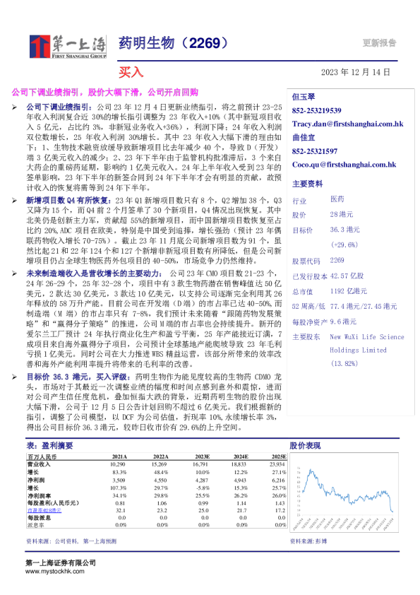 公司下调业绩指引，股价大幅下滑，公司开启回购