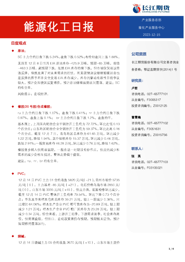 能源化工日报