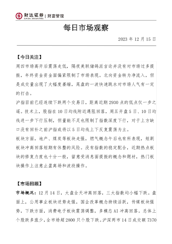 每日市场观察
