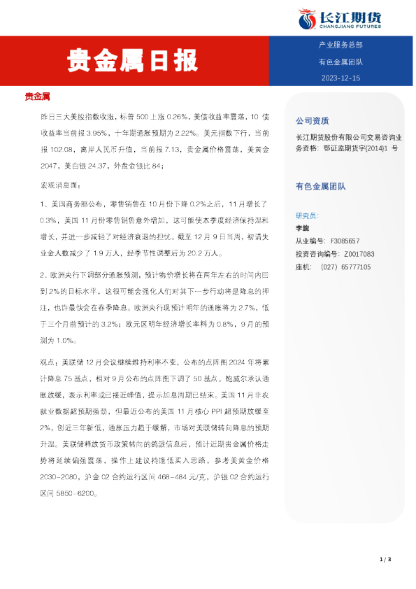 贵金属日报